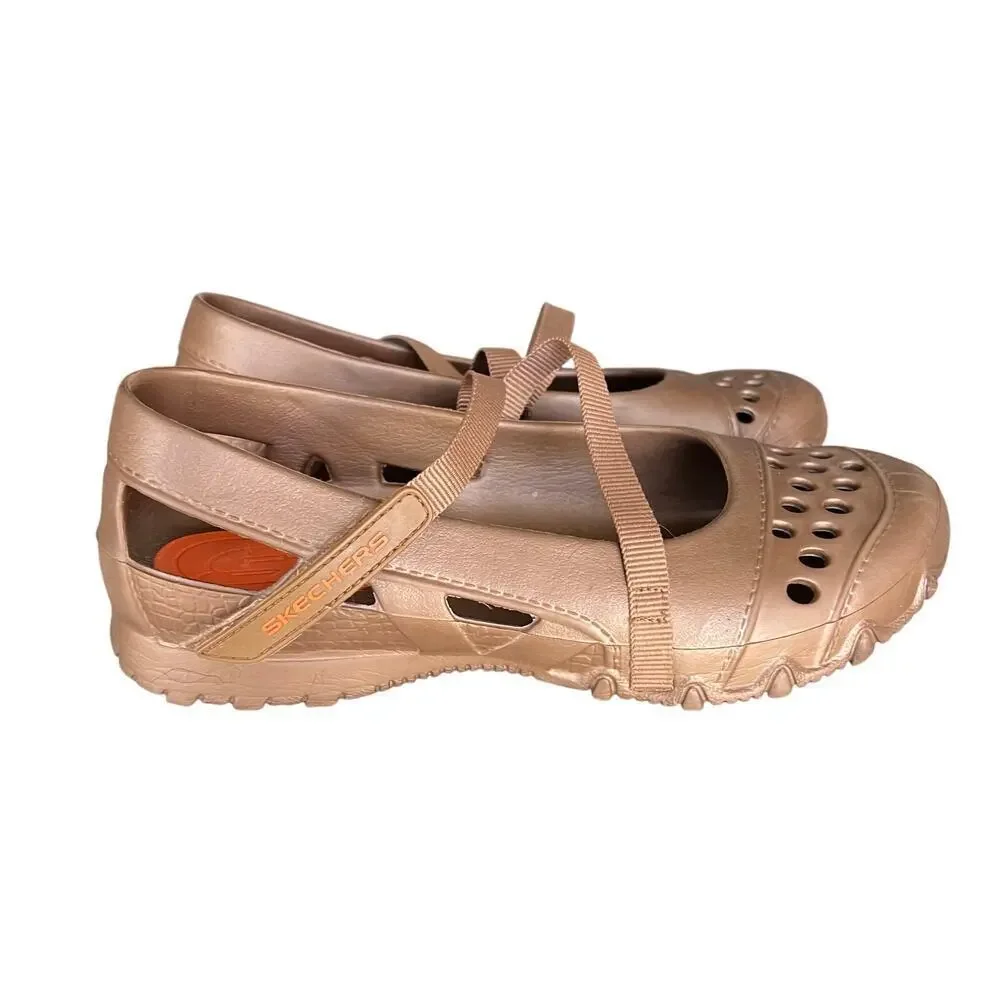 Skechers Cali Gear Mary Jane shoes bronze brown rubber waterproof sz 9